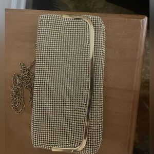 Gold Rhinestone Clutch with Chain